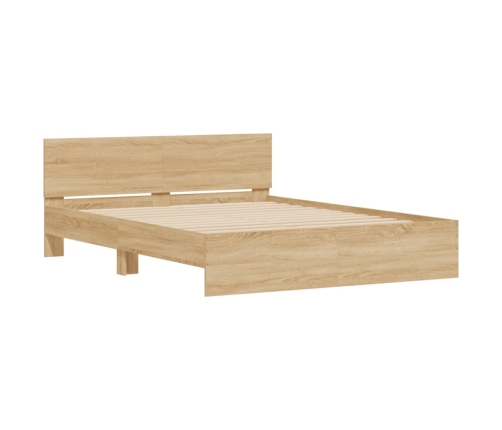 Estructura de cama con cabecero roble Sonoma 140x190 cm