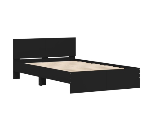 Estructura de cama con cabecero negro 135x190 cm