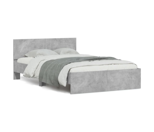 vidaXL Estructura de cama con cabecero gris hormigón 135x190 cm