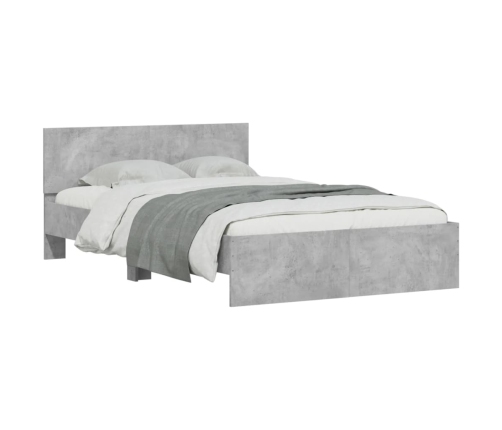 vidaXL Estructura de cama con cabecero gris hormigón 135x190 cm