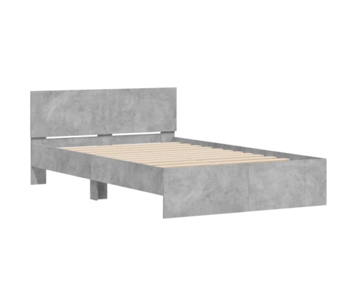 vidaXL Estructura de cama con cabecero gris hormigón 135x190 cm