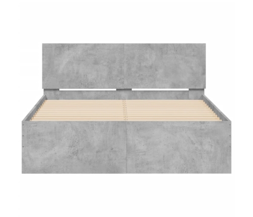 vidaXL Estructura de cama con cabecero gris hormigón 135x190 cm