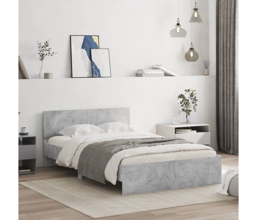 Estructura de cama con cabecero gris hormigón 120x190 cm