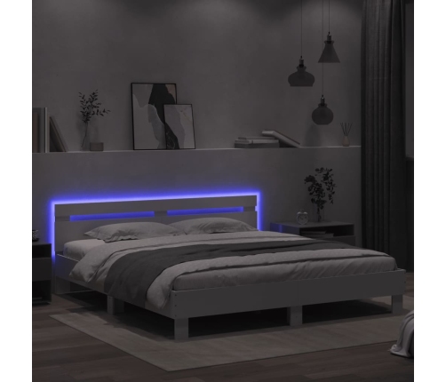 Estructura de cama con LED sin colchón blanco 180x200 cm