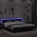 Estructura cama LED sin colchón cuero sintético negro 180x200cm