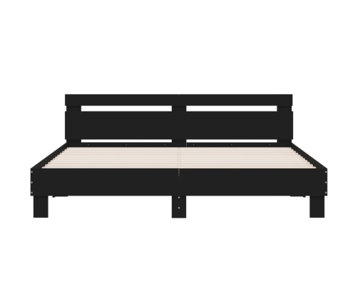 Estructura cama LED sin colchón cuero sintético negro 180x200cm