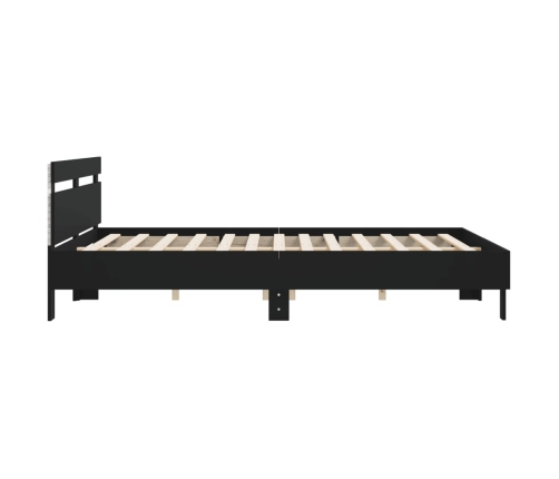 Estructura cama LED sin colchón cuero sintético negro 180x200cm