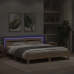 Estructura de cama cabecero y luces LED roble Sonoma 180x200 cm