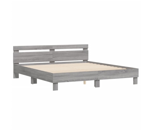 vidaXL Estructura de cama cabecero y luces LED gris Sonoma 180x200 cm