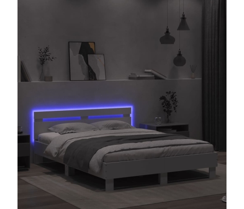 Estructura de cama con cabecero y luces LED blanco 150x200 cm