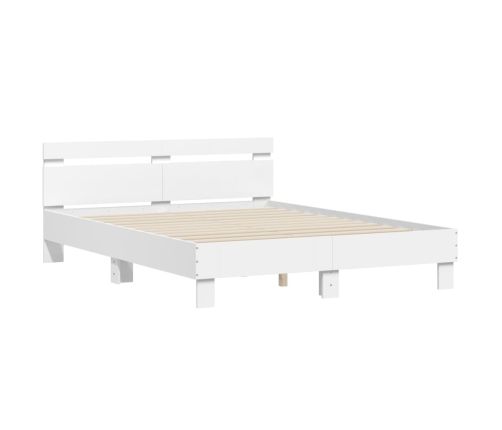 Estructura de cama con cabecero y luces LED blanco 150x200 cm