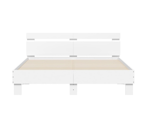 Estructura de cama con cabecero y luces LED blanco 150x200 cm