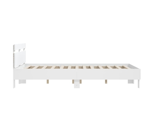 Estructura de cama con cabecero y luces LED blanco 150x200 cm