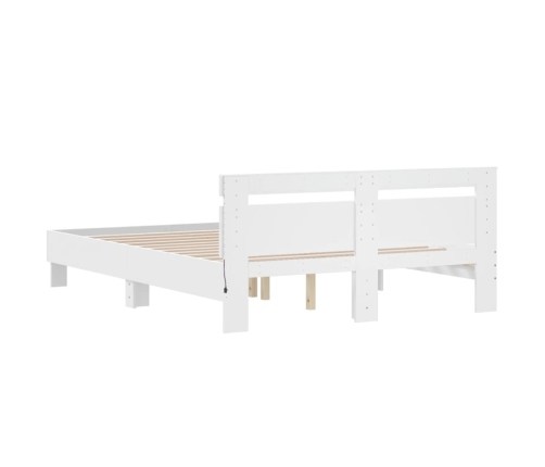 Estructura de cama con cabecero y luces LED blanco 150x200 cm