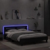 vidaXL Estructura de cama con cabecero y luces LED negro 140x200 cm