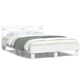 Estructura de cama con LED sin colchón blanco 120x200 cm