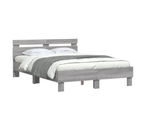 vidaXL Estructura de cama cabecero y luces LED gris Sonoma 120x200 cm