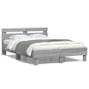 vidaXL Estructura de cama cabecero y luces LED gris Sonoma 120x200 cm