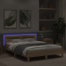 Estructura de cama cabecero y luces LED roble Sonoma 140x190 cm