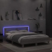 Estructura de cama cabecero y luces LED gris Sonoma 140x190 cm