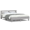 Estructura de cama cabecero y luces LED gris Sonoma 140x190 cm