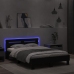 Estructura de cama con cabecero y luces LED negro 135x190 cm