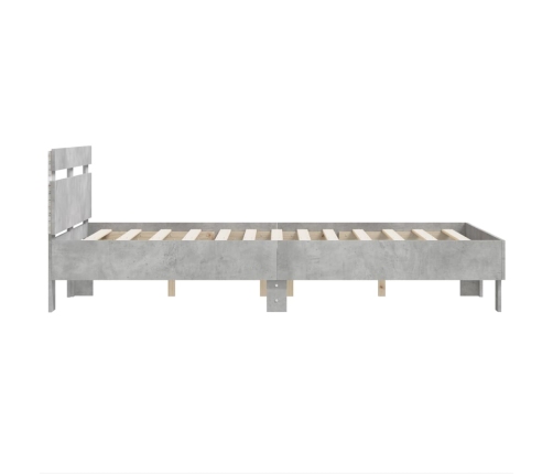 vidaXL Estructura de cama cabecero y luces LED gris hormigón 135x190cm