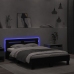 Estructura de cama con cabecero y luces LED negro 120x190 cm