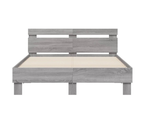 vidaXL Estructura de cama cabecero y luces LED gris Sonoma 120x190 cm