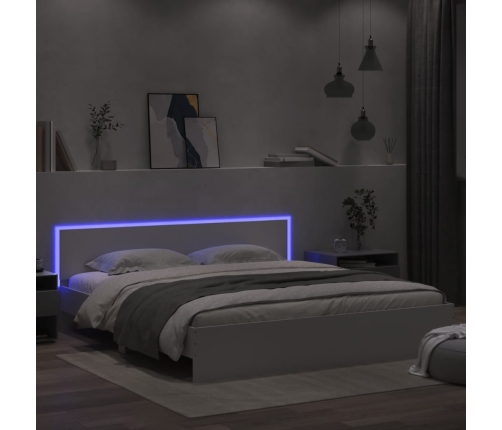 Estructura de cama con cabecero y luces LED blanca 200x200 cm