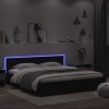 Estructura de cama con cabecero y luces LED negra 200x200 cm