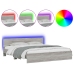 Estructura de cama cabecero y luces LED gris Sonoma 180x200 cm