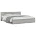 Estructura de cama cabecero y luces LED gris Sonoma 180x200 cm