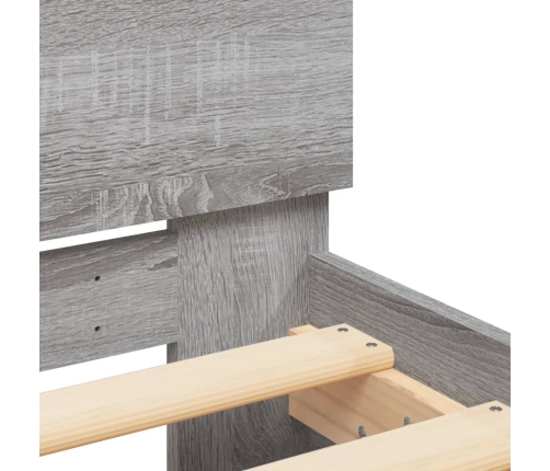 Estructura de cama cabecero y luces LED gris Sonoma 180x200 cm