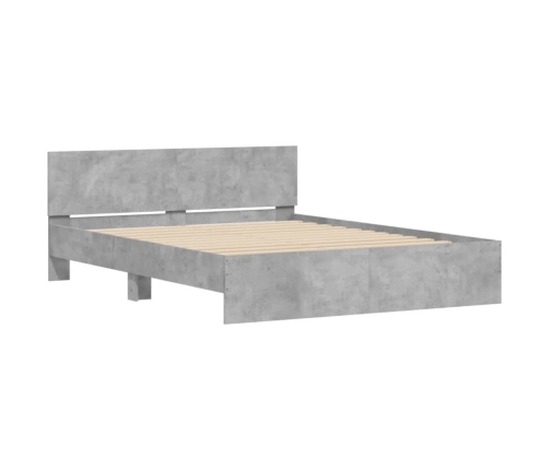 vidaXL Estructura de cama cabecero y luces LED gris hormigón 160x200cm