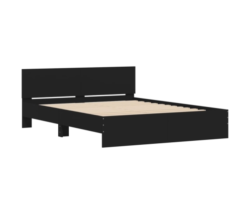 vidaXL Estructura de cama con cabecero y luces LED negro 150x200 cm