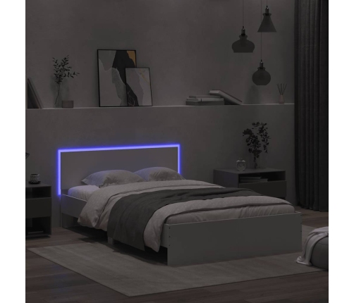 Estructura de cama con cabecero y luces LED blanco 120x200 cm