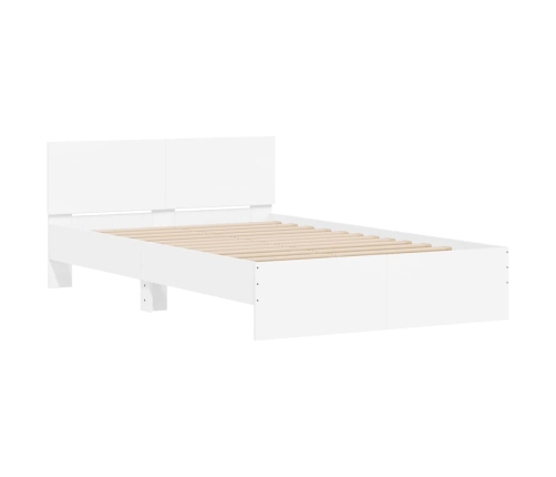 Estructura de cama con cabecero y luces LED blanco 140x190 cm