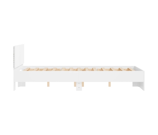 Estructura de cama con cabecero y luces LED blanco 140x190 cm