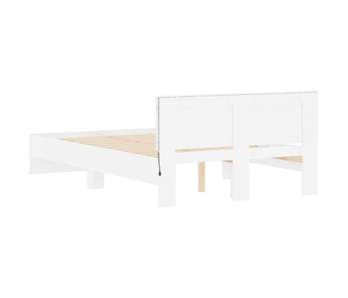 Estructura de cama con cabecero y luces LED blanco 140x190 cm