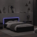 Estructura de cama con cabecero y luces LED negro 140x190 cm