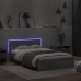 Estructura de cama cabecero y luces LED gris Sonoma 140x190 cm