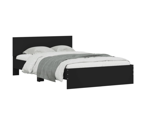 Estructura de cama con cabecero y luces LED negro 135x190 cm