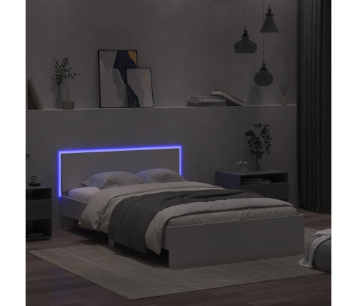 Estructura de cama con cabecero y luces LED blanco 120x190 cm