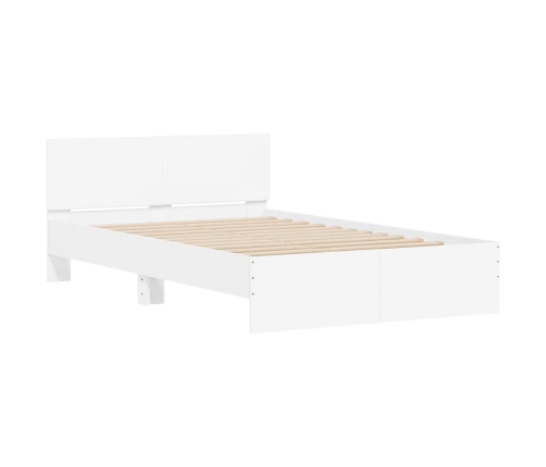 Estructura de cama con cabecero y luces LED blanco 120x190 cm