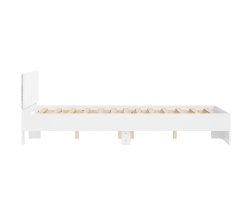 Estructura de cama con cabecero y luces LED blanco 120x190 cm