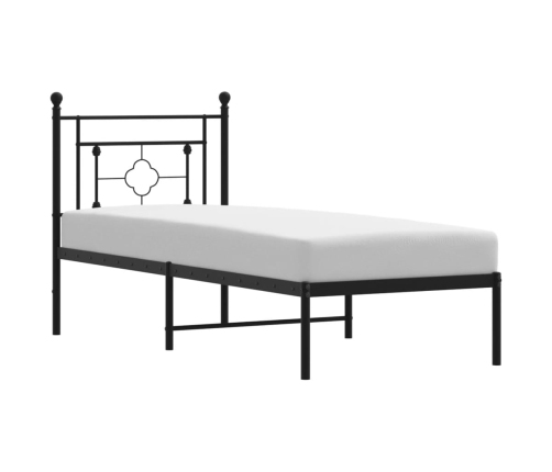 Estructura cama sin colchón con cabecero metal negro 75x190 cm