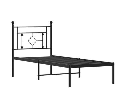 Estructura cama sin colchón con cabecero metal negro 75x190 cm