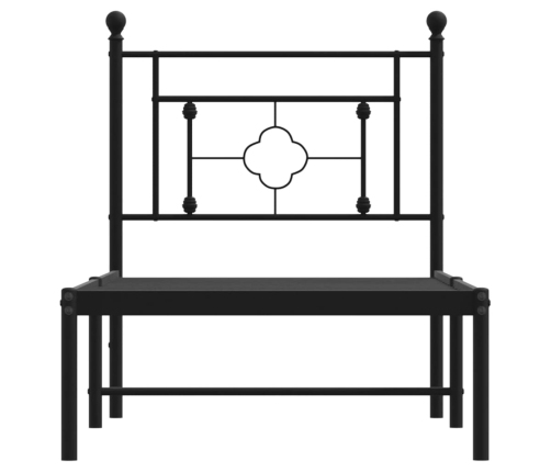 Estructura cama sin colchón con cabecero metal negro 75x190 cm