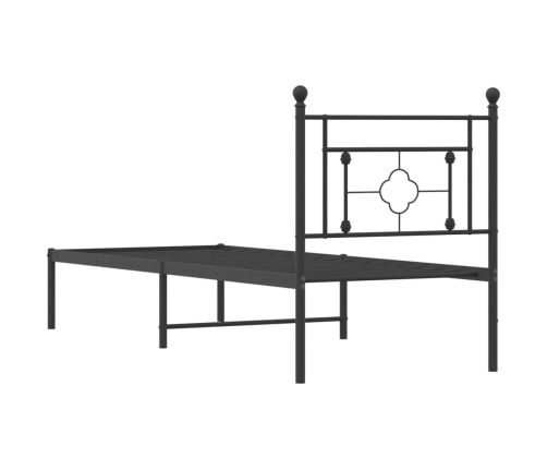 Estructura cama sin colchón con cabecero metal negro 75x190 cm